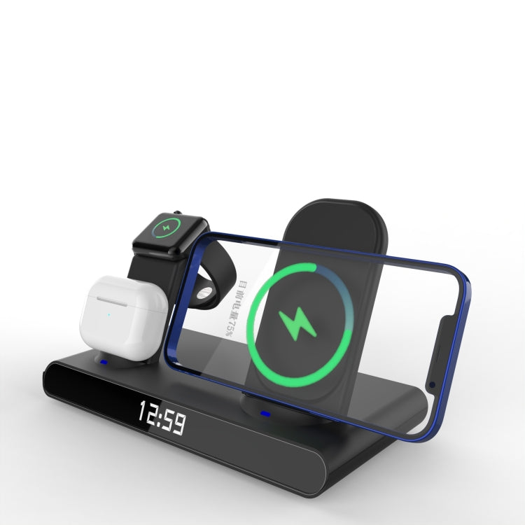 SY-011 15W Wireless Fast Charge Stand reloj Tres en uno Cargador Inalámbrico plegable (Negro)