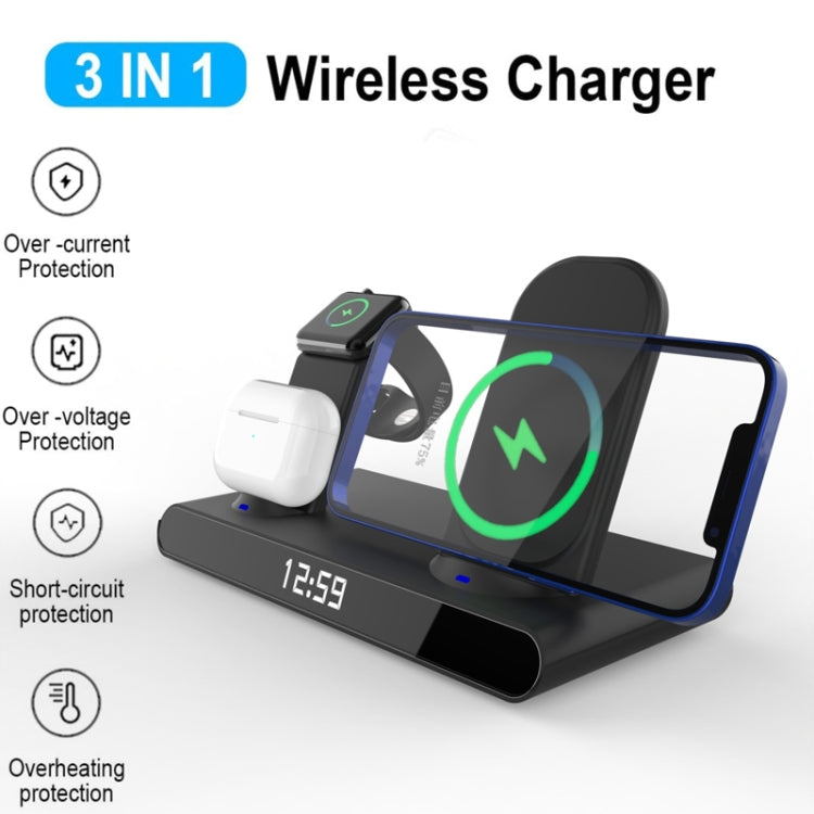 SY-011 15W Wireless Fast Charge Stand watch Three in one Foldable Wireless Charger (Black)