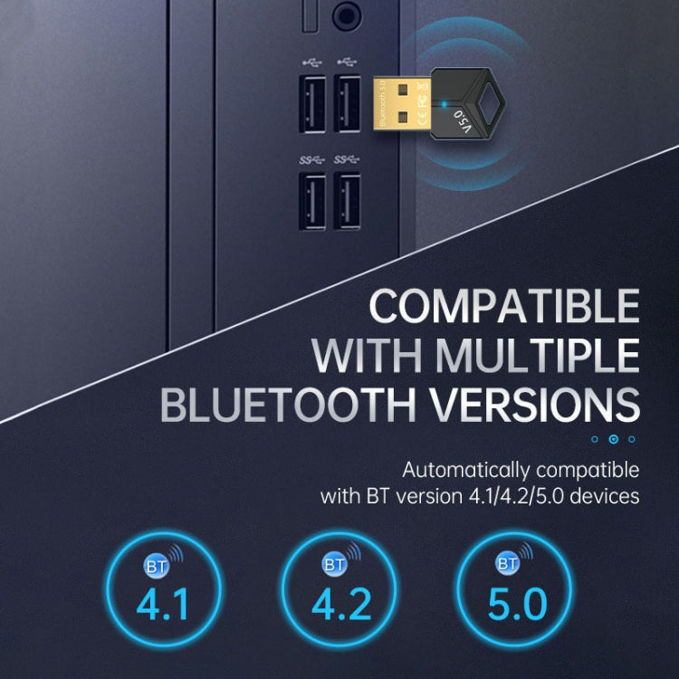 2 PCS USB Bluetooth Adapter 5.0pc Wireless Audio Audio Transmitter Color: Black