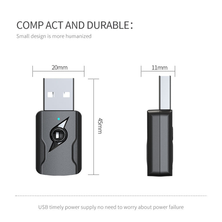 2 PCS 5.0 Bluetooth-Sender AUX-Empfänger USB-Computer-Audio-Adapter mit zwei Ausgängen