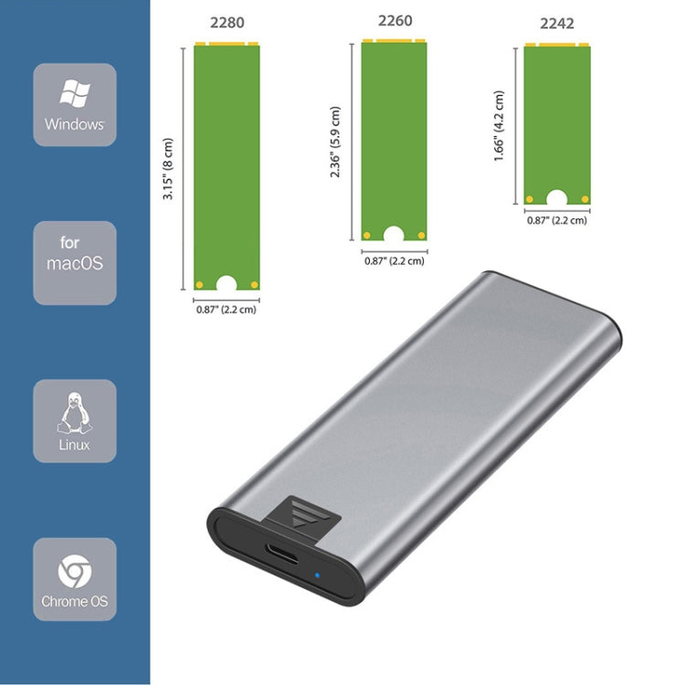 Type-C to Type-A M.2 NVME All-Aluminum Solid State Drive Gaplestre