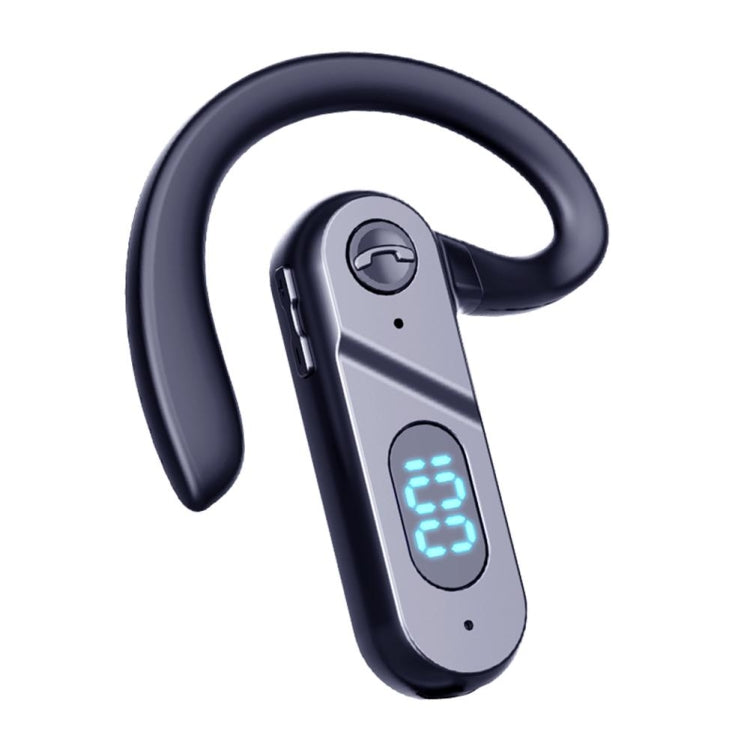 V28 Bluetooth Headphones Hanging EAR Digital Display Single Ear Voice Control Earphone (Black)