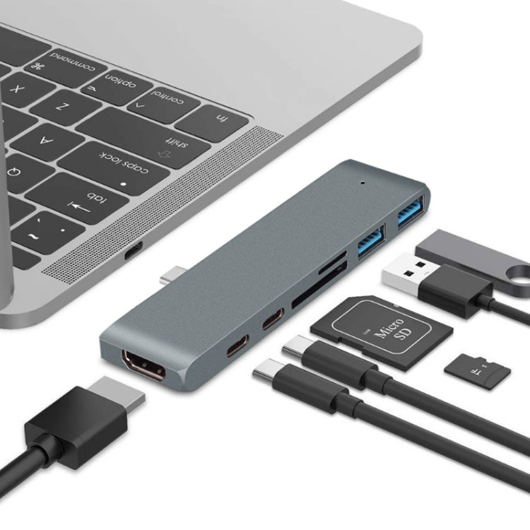 Tipo-C a 4K HDMI HUB DOCKING STINE TF / SD Lector de Tarjetas Para MacBook Pro (Gris)