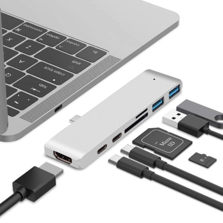 Estación de acoplamiento HDMI de tipo C a 4K HDMI Lector de Tarjetas TF / SD Para MacBook Pro (Plata)
