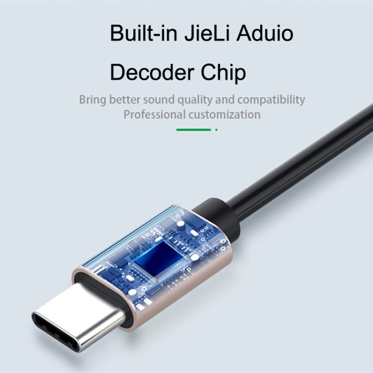 5pcs Type-C / USB-C vers 3,5 mm Coude mâle Audio Jack Longueur du câble: 1,5 m (Noir)