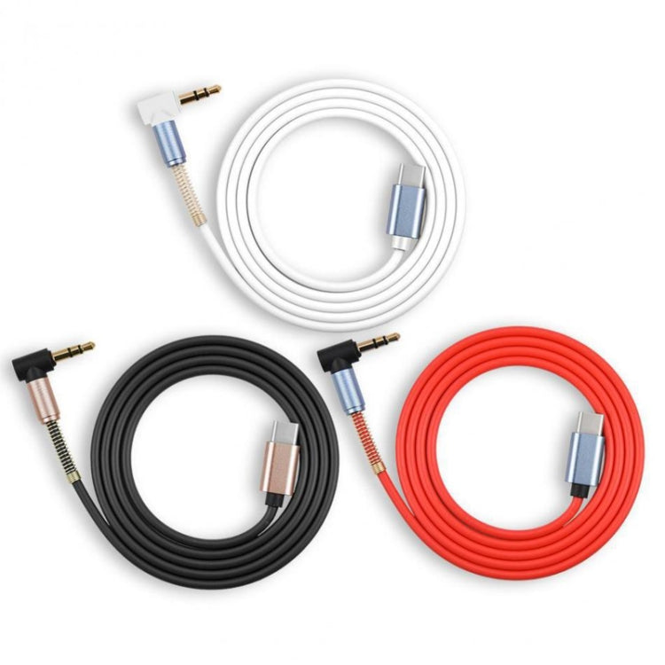 5 PCS Type-C / USB-C vers 3,5 mm Câble adaptateur audio coudé mâle Longueur du câble : 1 m (noir)