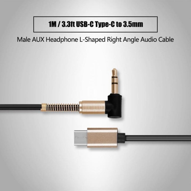 5 PCS Tipo-C / USB-C a 3.5 mm Cable Adaptador de Audio de codo Macho longitud del Cable: 1m (Rojo)