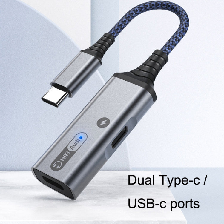 MH338A Dual Tipo C / USB-C Cable Adaptador Cable de Carga de Audio en Vivo (Negro)