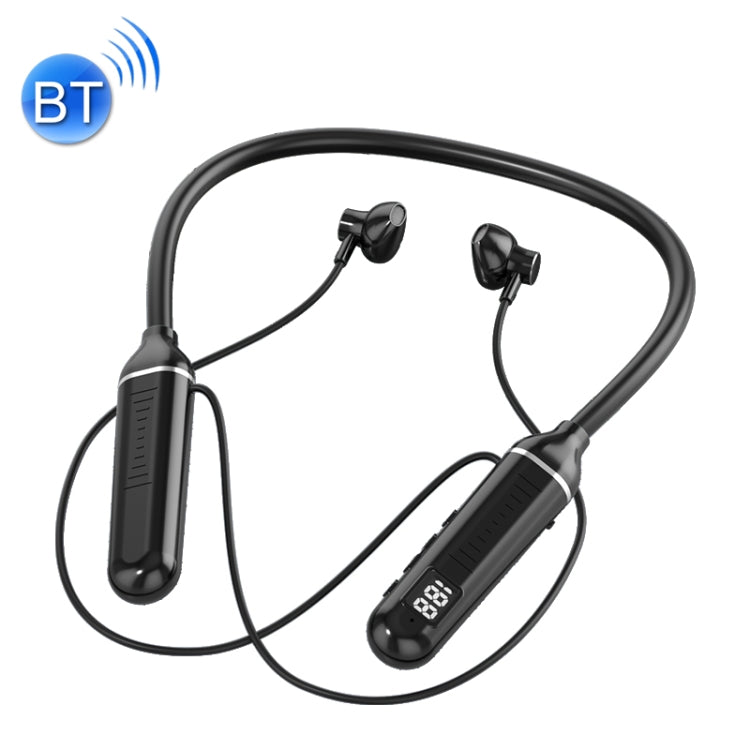 Auriculares Wireless Bluetooth montado en el cuello Bluetooth YD-36 con función de Pantalla Digital (Negro)