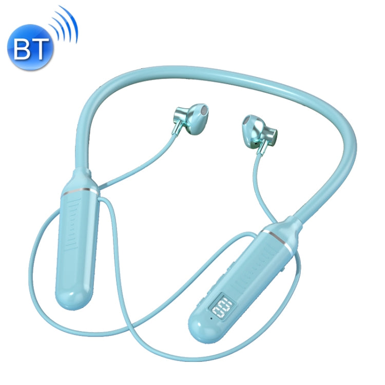YD-36 Wireless Bluetooth Neck-mounted Headphones with Digital Display Function (Blue)