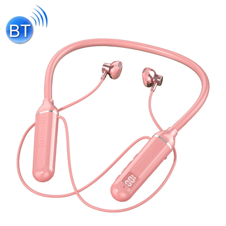 Auriculares Wireless Bluetooth montado en el cuello Bluetooth YD-36 con función de Pantalla Digital (Rosa)
