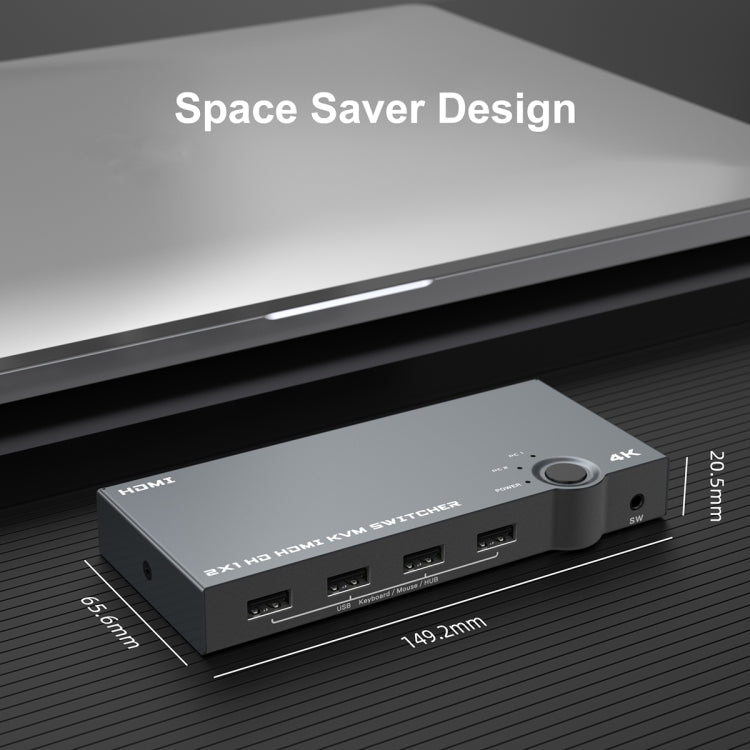 2 in 1 out 4K 60Hz KVM HDMI Switch USB SWLTCH SPISTITER COLSE DOG (Silver Grey)