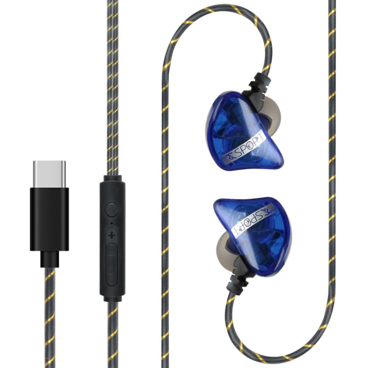 Subwoofer Mobile Computer Headphones SPEC: Type-C Interface (Blue)