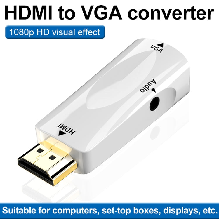 HDMI to VGA Video Adapter Connector with Audio Cable Color: White