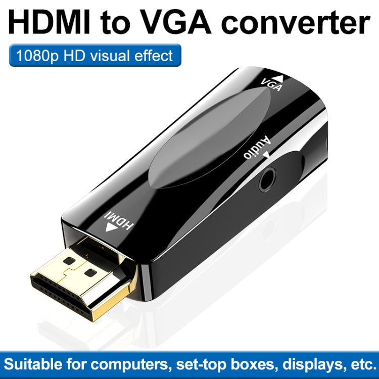HDMI to VGA Video Adapter Connector with Audio Cable Color: Black