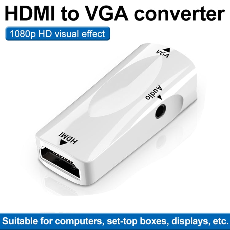 HDMI to VGA Video Adapter Connector with Audio Cable Color: White Base