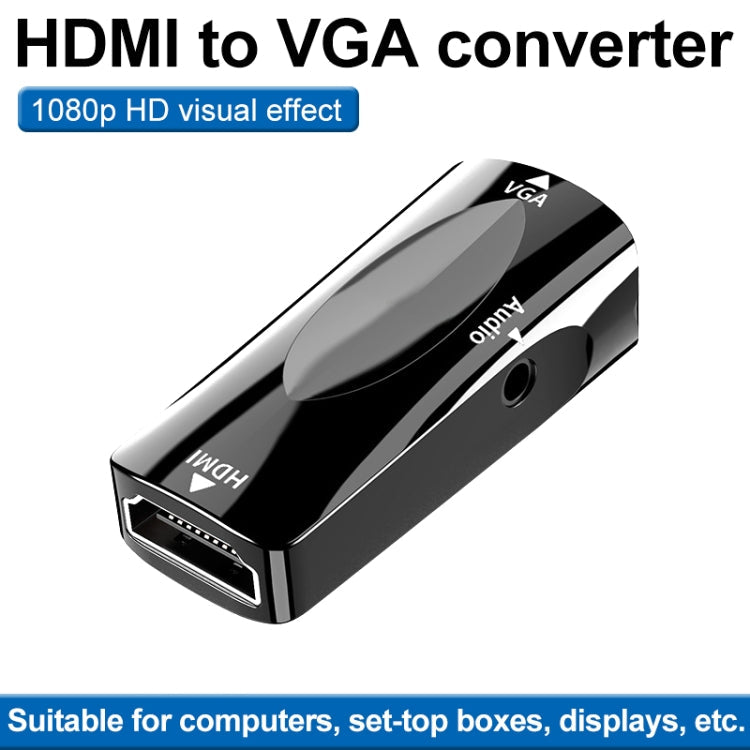 Adaptador de video HDMI a VGA Conector con Cable de Audio Color: Base Negra