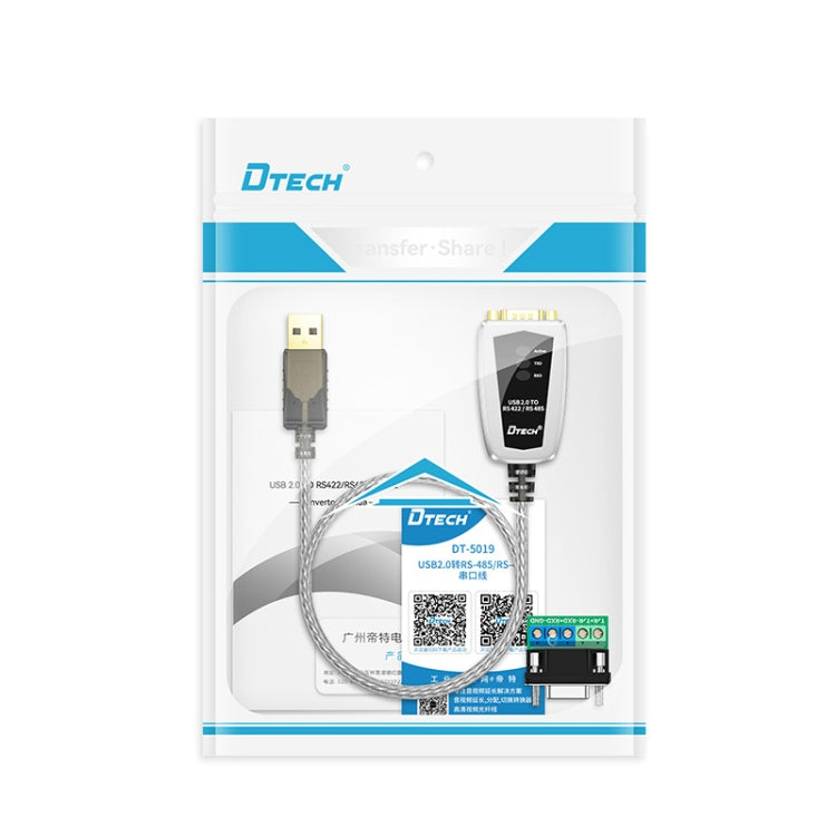 DTECH DT-5019 Convertisseur industriel USB vers RS485/422 Adaptateur de communication de ligne série (1,2 m)