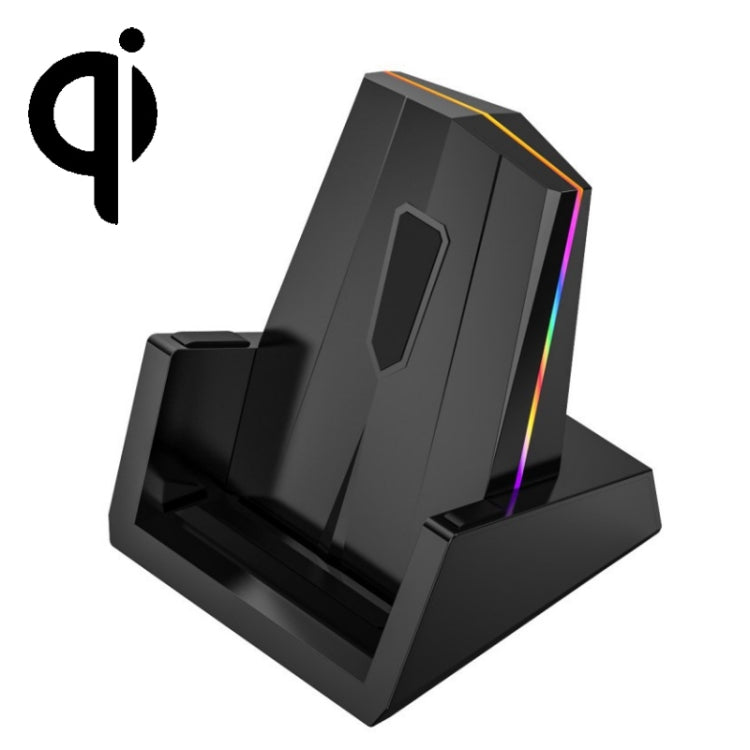 Carga Inalámbrica vertical A18 de 15 W con luces LED de Colores RGB (Negro)