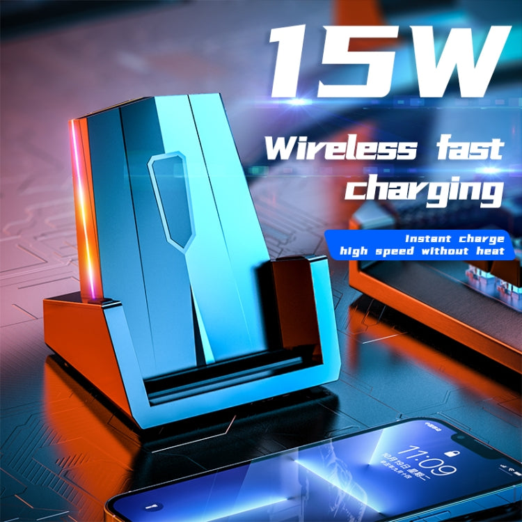 A18 15W Vertical Wireless Charging with RGB Color LED Lights (Black)