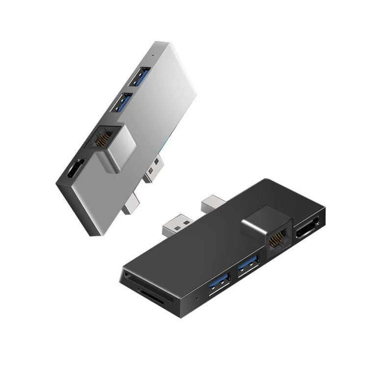 W05 8 in 1 USB3.1 GNE1 Ethernet RJ45 Converter For Surface Pro4/5/6 (Black)