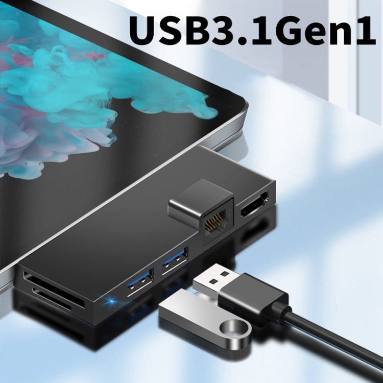 W05 8 in 1 USB3.1 GNE1 Ethernet RJ45 Converter For Surface Pro4/5/6 (Black)