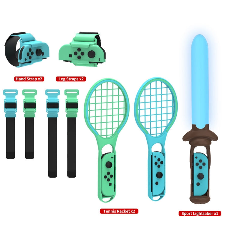 DOBE TNS-2123 Sports Lightsaber + Leg Strap + Tennis Racket + Wrist Strap 7 in 1 Sports Game For Nintendo Switch