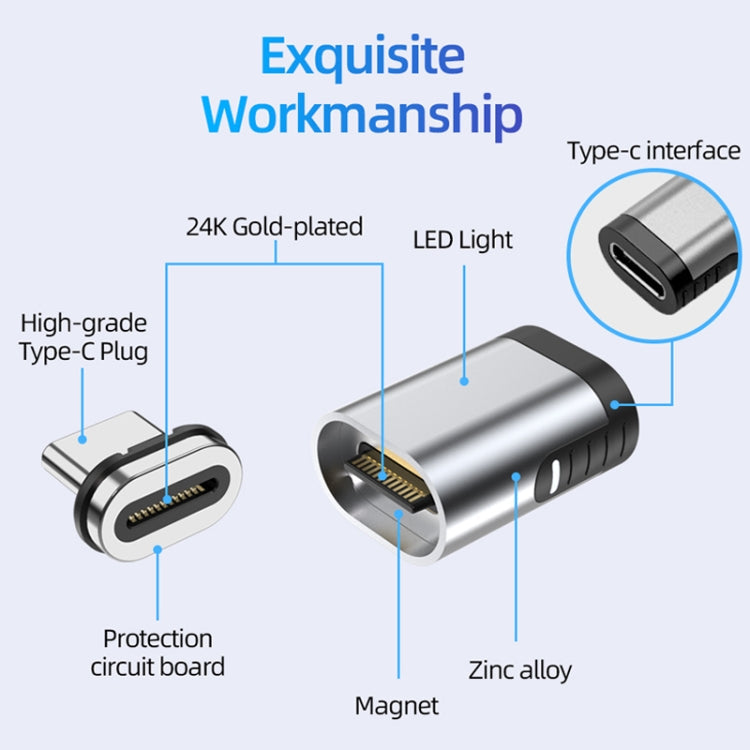TZ28 PD 100W 24Pin Charge Rapide Vidéo et Transmission de Données Adaptateur Magnétique Type-C / USB-C