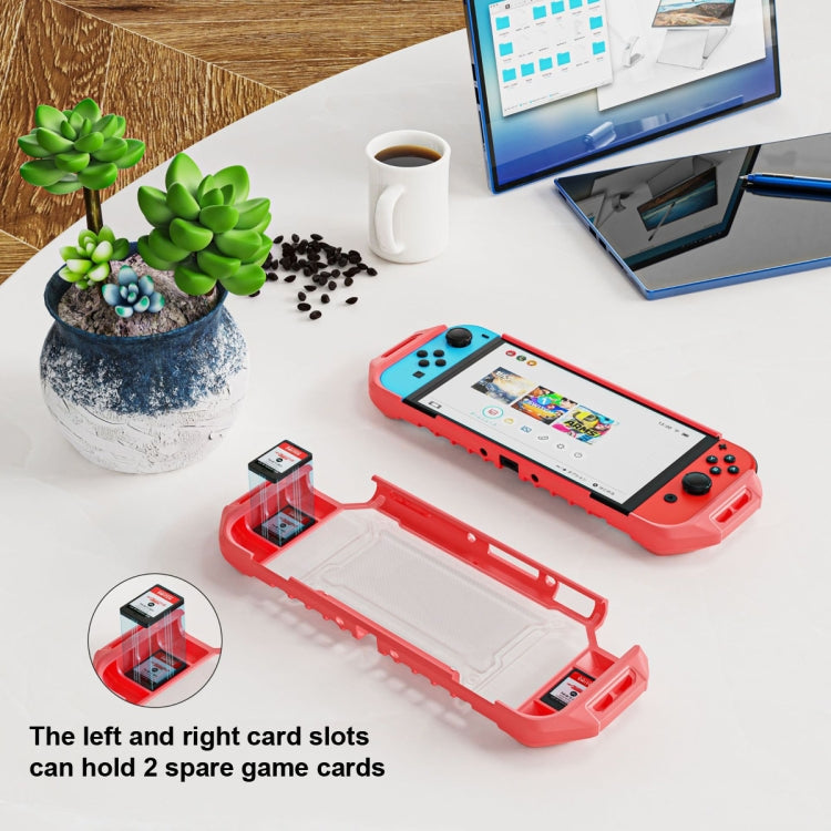 Anti-slip TPU + PC Two-in-one Protective Case For Nintendo Switch Oled (Wine Red)