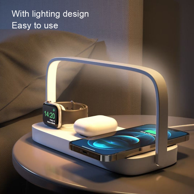 UD10 Mobile Phone Wireless Charger With Small Night Light For iPhone 12/13iWatchAirPods (White)