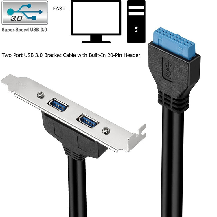 50CM USB3.0 Arrière PCI Baffle Line DIY Châssis Pleine Hauteur avec Câble de Transfert 20Pin (Noir)
