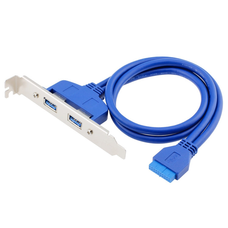 50CM USB3.0 Arrière PCI Baffle Line DIY Châssis Pleine Hauteur avec Câble de Transfert d'Oreille 20Pin (Bleu)