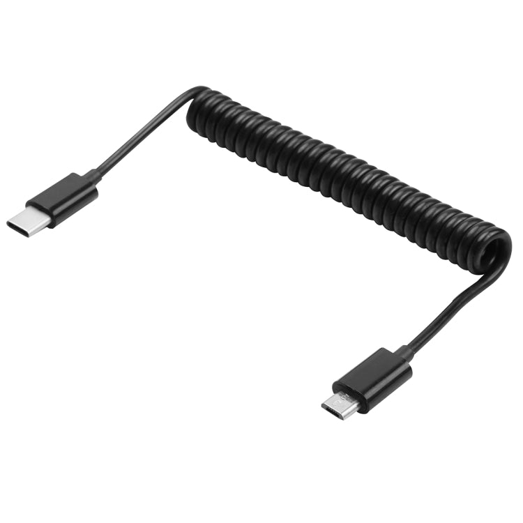 1m Micro USB to USB-C / Type-C Data Charging Spring Spiral Cable For Galaxy S8 and S8+ / LG G6 / Huawei P10 and P10 Plus / Xiaomi Mi 6 and Max 2 and other Smartphones