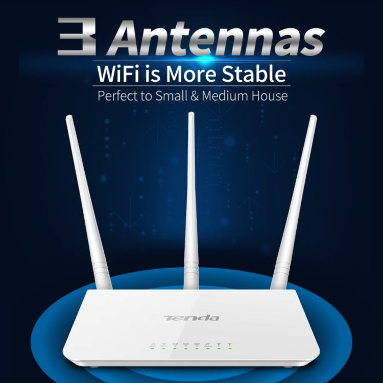 Tenda F3 Wireless 2.4GHz 300Mbps WiFi Router con 3 Antenas externas de 5dBi (Blanco)