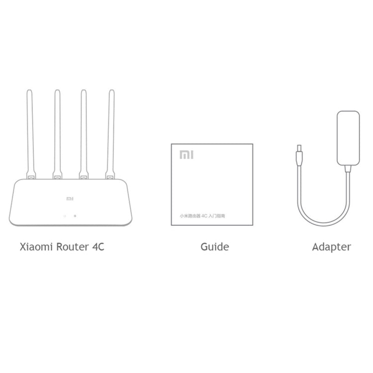 Routeur WiFi d'origine Xiaomi MI 4C Smart APP Control 300Mbps 2.4GHz Répéteur de routeur sans fil avec 4 antennes US Plug (Blanc)
