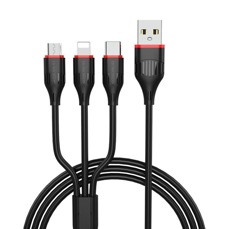 BOrofone BX17 Enjoy 3 in 1 2A Micro USB + 8 Pin + USB-C / Type-C to USB Fast Charging Cable