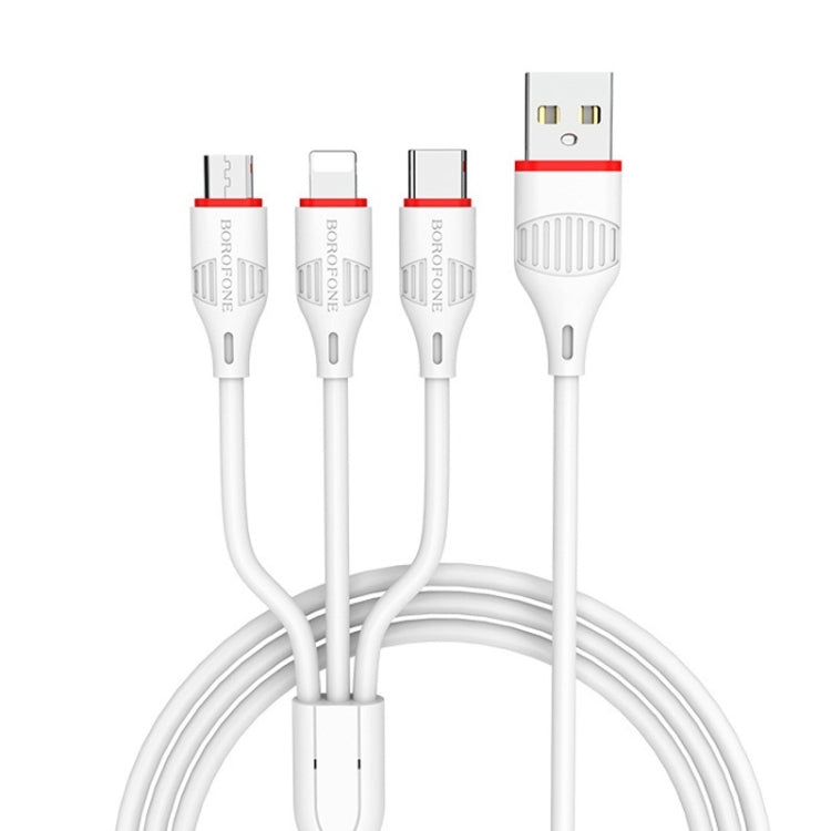 BOrofone BX17 Profitez d'un câble de charge rapide 3 en 1 2A Micro USB + 8 broches + USB-C / Type-C vers USB